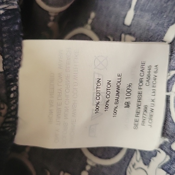 J. Crew Womens Perfect Slim Blue Elephant Print Button Front Shirt - Size 8 - Picture 7 of 7